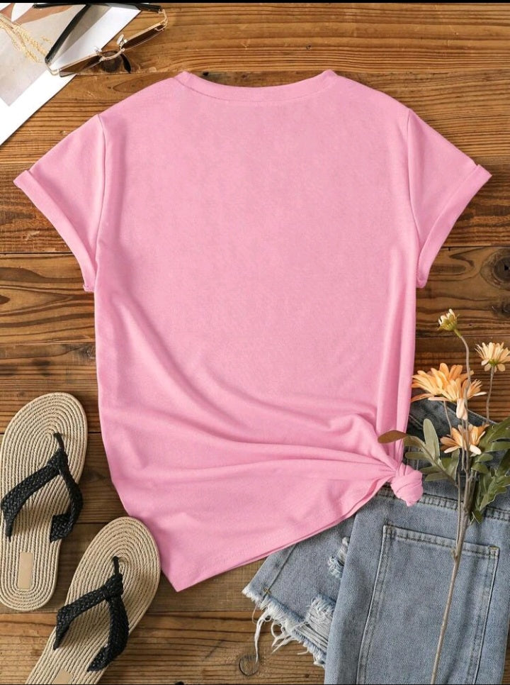 T-Shirt Rose Cœur Doré