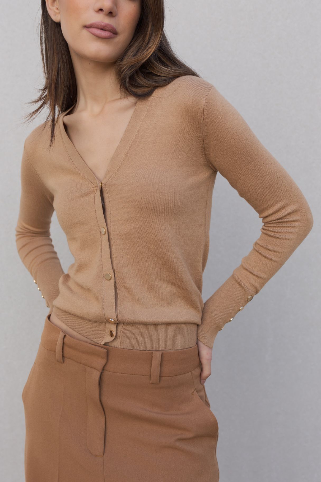 Pantalon Camel Élancé-Coupe Longue