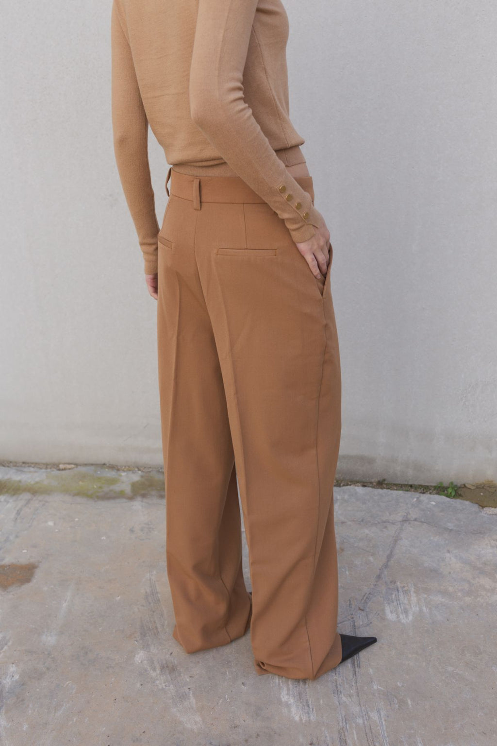 Pantalon Camel Élancé-Coupe Longue