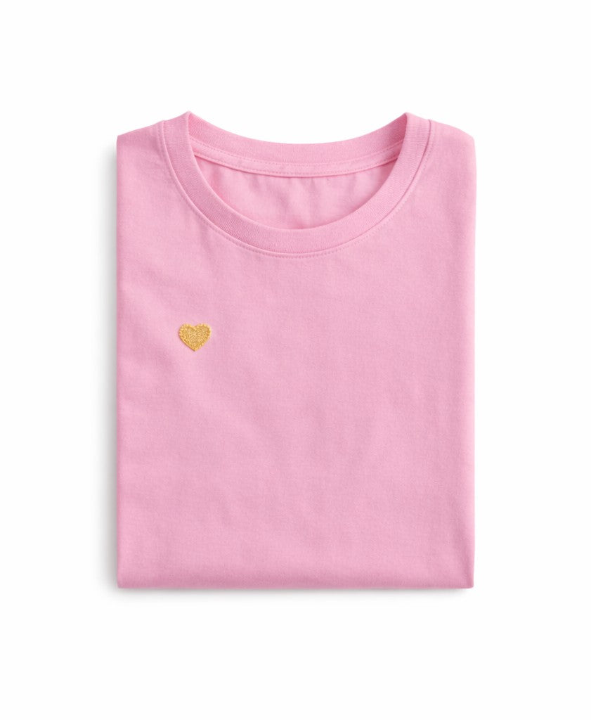 T-Shirt Rose Cœur Doré