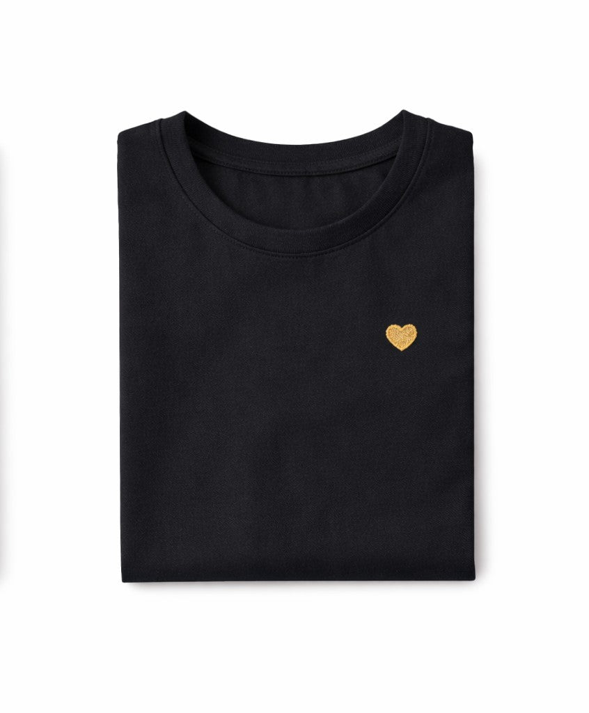 T-Shirt Noir Cœur Doré